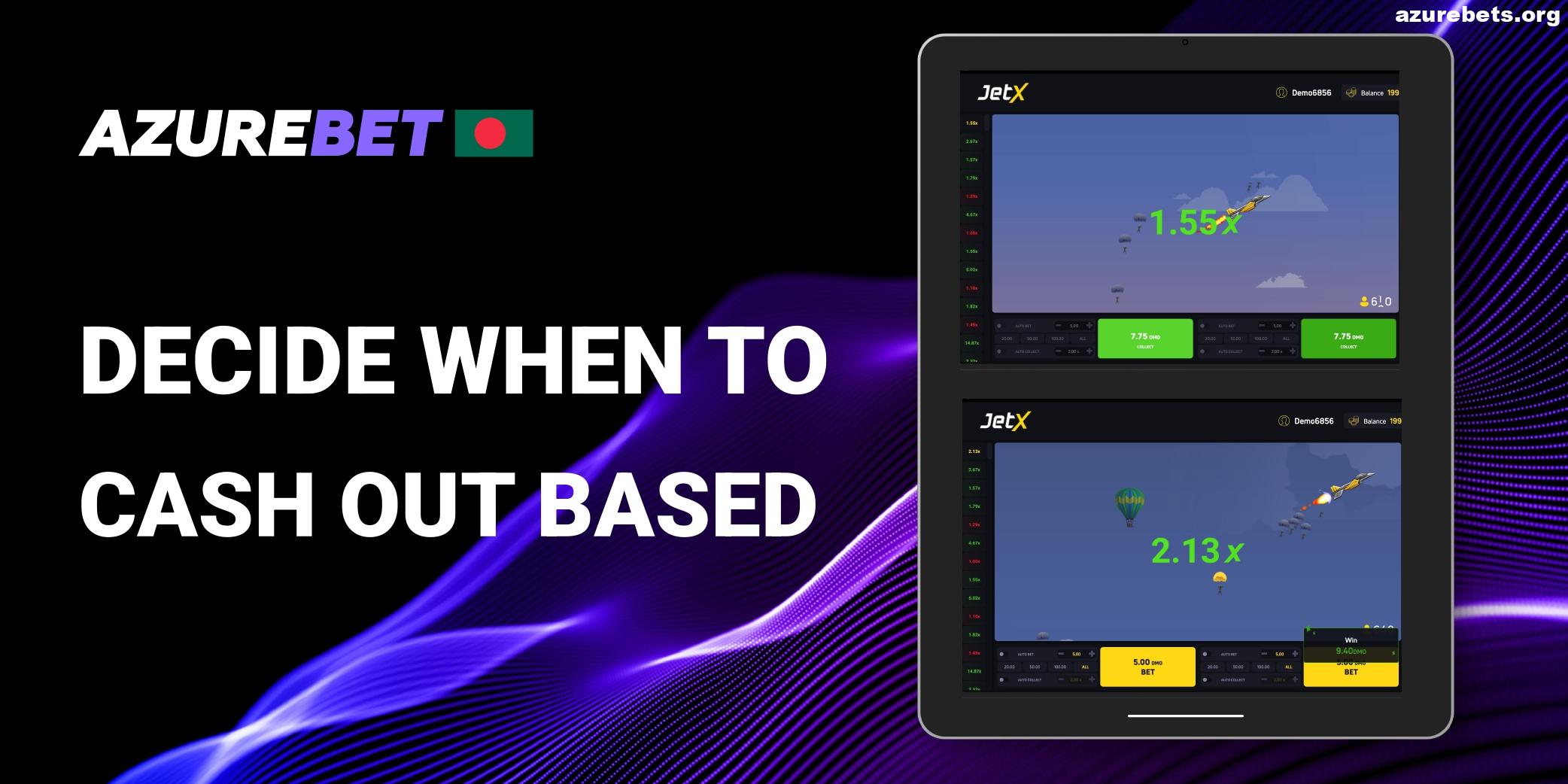 Decide when to cash out based in JetX game Azurebet