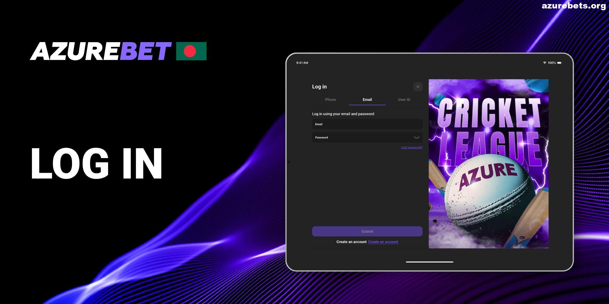 Log in your Azurebet Account