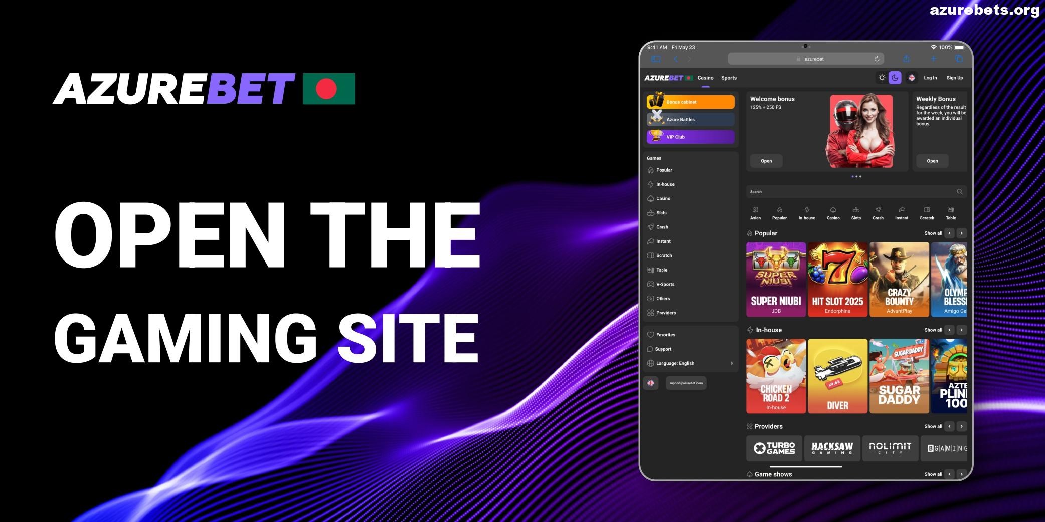 Open Azurebet BD gaming website