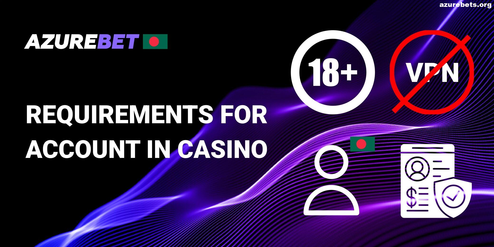 Requirements for account in Azurebet Casino