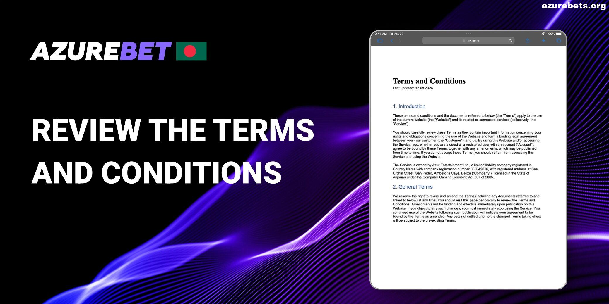 Terms and Conditions in Azurebet BD