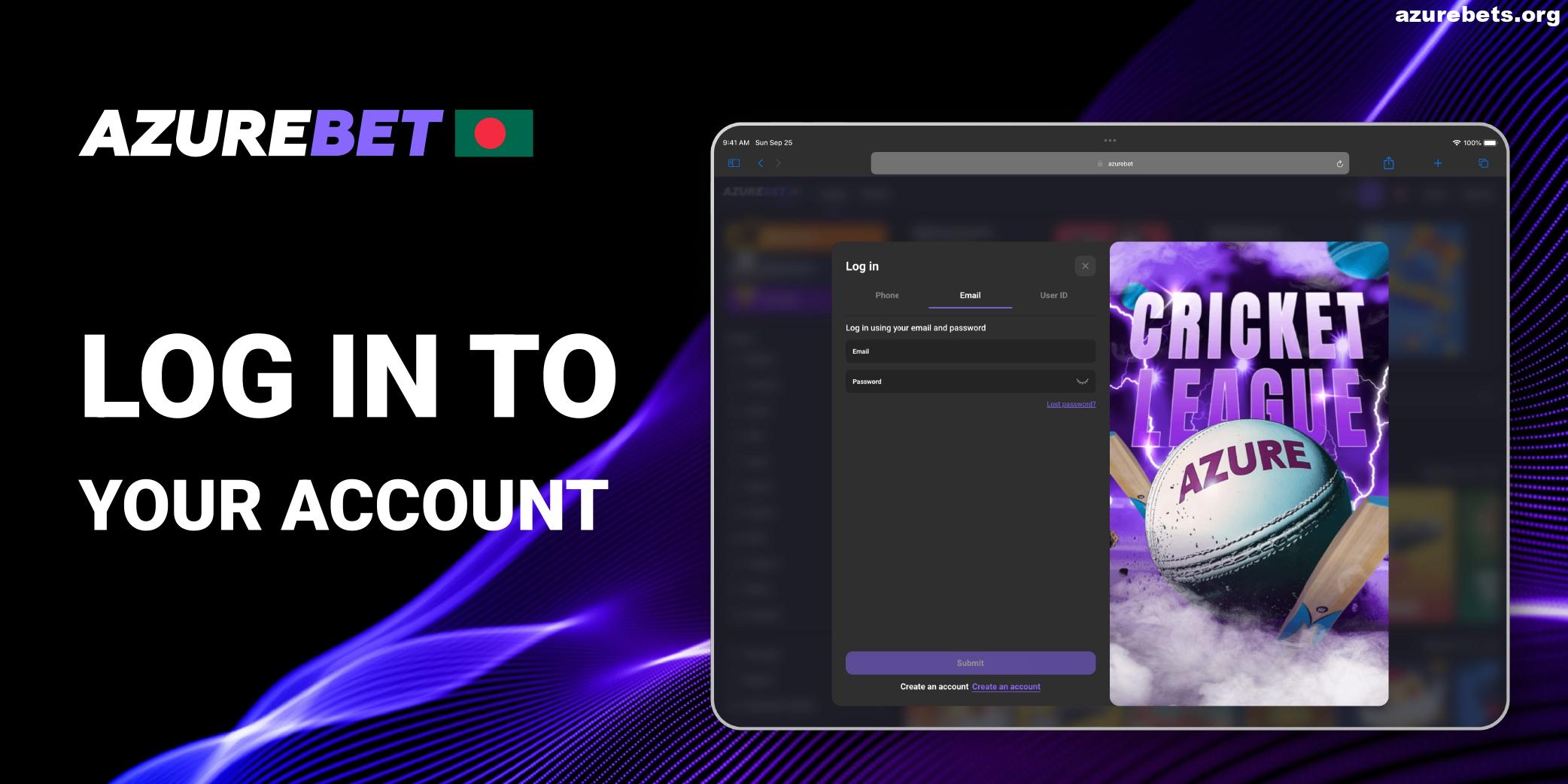 Log in to your account Azurebet BD